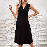 Timeless Black Wrap Midi Dress