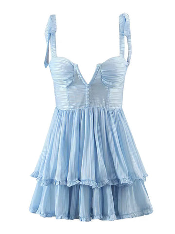 Ethereal Ruched Tiered Skater Dress