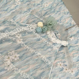Summer Floral Light Blue Halter Maxi Dress