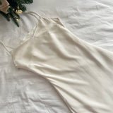 Spaghetti Straps Ivory Satin Party Dress