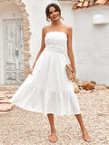 Midsummer Dream White Eyelet Strapless Dress