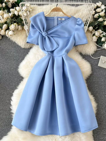Luxurious Blue Satin Party Dress