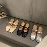 Silver Half Flat Sandals Women's Summer Mules Sandals