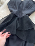 Sheer Black Strapless Oversized Bow Maxi Dress