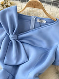 Luxurious Blue Satin Party Dress