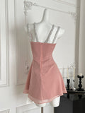 Silver Sequin Embellishments Pink Mini Dress