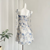 Artistic Pattern Flowy Sleeveless Mini Dress