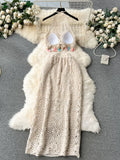 Neutral Crochet Dress with Tassel Detail