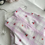 Ruffled Hem Pink Gingham One Shoulder Dress