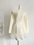 Tulle Ruffle Ivory Coquette Mini Dress