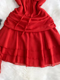 Radiant Red Ruched Evening Mini Dress