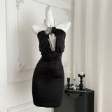 Boasting Gorgeous Rhinestone Short Black Dress