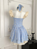 Vintage Inspired Blue Check Dress with Hood