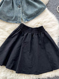 Belted Waist Two-Piece Denim Skirt Outfit