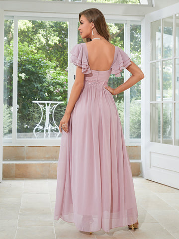 2023 Pink Chiffon Sweetheart Layered Sleeve Maxi Dress Sassymyprom 2023 Pink Chiffon Sweetheart Layered Sleeve Maxi Dress Sassymyprom