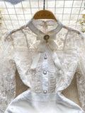 Chantilly Charm White Lace Button-Up Dress