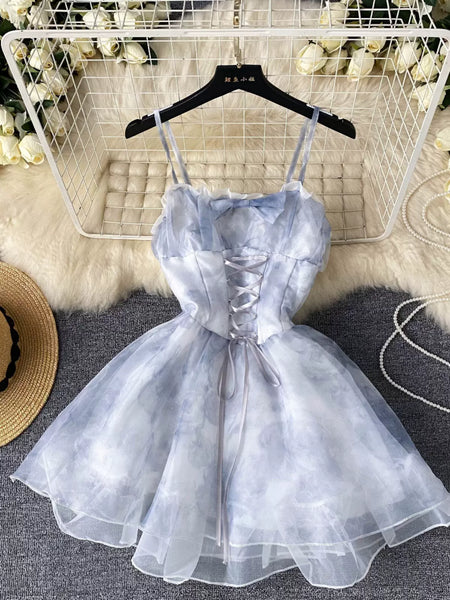 pastel blue mini dress Ethereal Pastel Blue Mini Dress