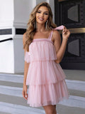 Pink Flirty Elegance Ruffled Dress