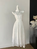 Elegant Asymmetrical Neckline White Dress