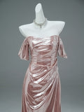 Sequin Pink Trumpet Mermaid Off The Shoulder Prom Dress