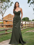 Sequin Trumpet Mermaid Spaghetti Straps Prom Dress With Slit