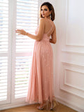 Dreamy Shimmering Pink Tulle Maxi Dress