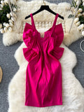 Bold Bows Figure-Hugging Pink Mini Dress