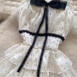 Playful Polka Dots White Spaghetti Strap Dress