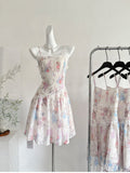 Pastel Floral Pattern Lace Mini Dress