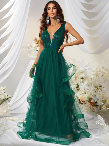 twilight prom dresses Long Tulle A-Line Prom Dress with Embroidery Twilight Blue / 10