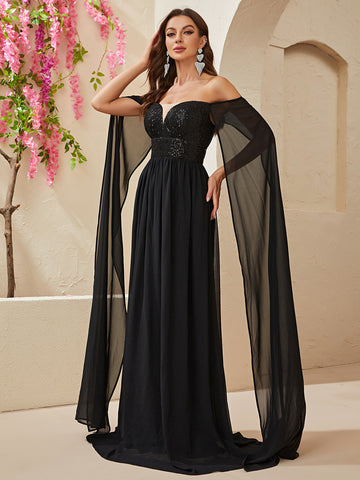 Black Midnight Tulle Maxi Dress
