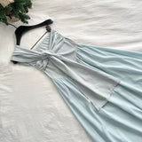 Timeless One Shoulder Summer Light Blue Maxi Dress