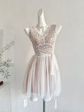 Lace Bodice Tulle Skirt Charming Short Dress