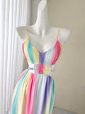 Colorful Rainbow Comfortable Maxi Beach Dress