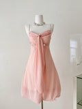 Chic Pink Sleeveless Bow Party Dress