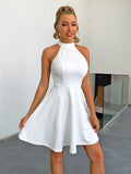 Sleek and Stylish White Party Skater Dress