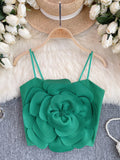 Enchanting Floral Green Satin Party Top