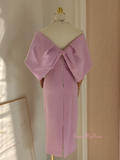 Satin Sheath Column Pink Off The Shoulder Homecoming Dress