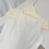White Structured Bodice A Line Sleeveless Dres