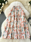 Artistic Floral Print Flowing Midi Skirt