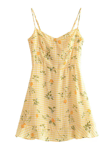 Whimsical Lemon Gingham Summer Dress