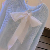 Knit Oversized Back Bow Pastel Sweater