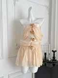 Peach Strapless Mini Dress