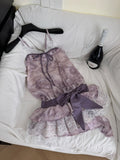 Charming Purple Tie Front Babydoll Dress