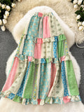 Vintage-Inspired Colorful Patterned A-Line Skirt