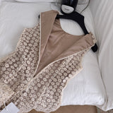 Creamy White Cocktail Sheer Lace Mini Dress
