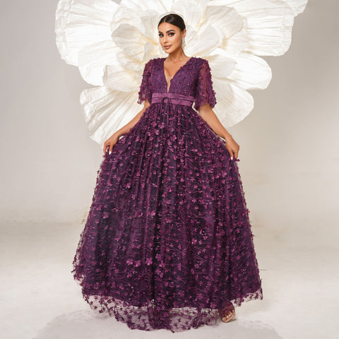 Voluminous Skirt Lace Embroidered Prom Dress Sassymyprom Voluminous Skirt Lace Embroidered Prom Dress Sassymyprom