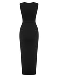 Elegant Twist-Front Cutout  Black Dress