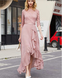 Burgundy Lace Half Sleeve Trim Wrap Prom Dress