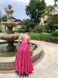 Flowing Tiered Skirt Cerise Dress